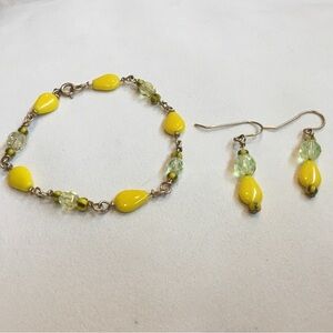 VINTAGE 1/20th 14K GF Glass Bracelet & Earring set